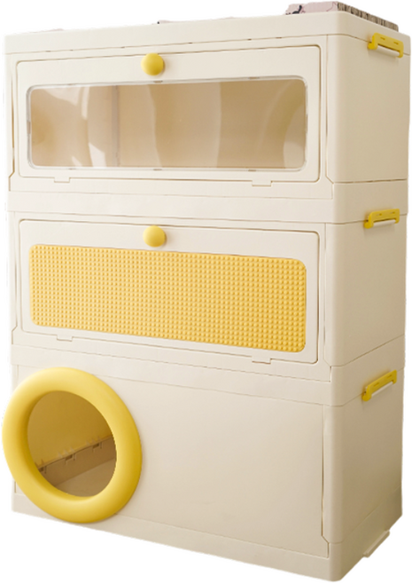 팔업 고양이 푸딩 다목적 접이식 수납장 숨숨집 스크래쳐, 1개, 옐로우