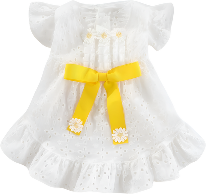 라라펫 강아지옷 원피스 봄 레이스 리본 플라워 데이지, 1개, 화이트 데이지