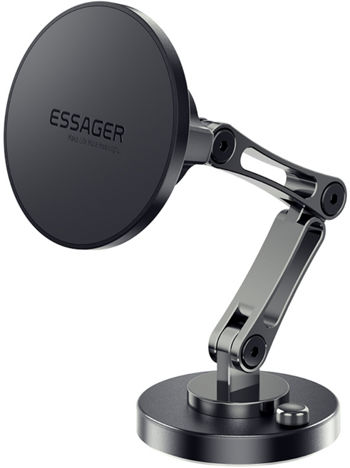 ESSAGER 맥세이프 마그네틱 차량용 핸드폰 거치대+ 맥세이프메탈링, 블랙
