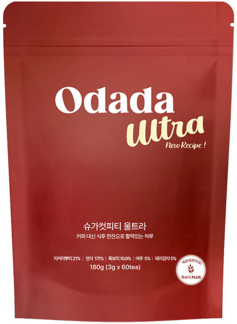 오다다 NEW 슈가컷피티 울트라 버전 흑보리 돼지감자 여주 제로슈가 제로카페인 당 스파이크 관리 커피대용 차, 1개, 60개입, 180g
