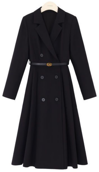 여성 정장 원피스 캐주얼 가을 겨울 하이웨이스트 정장 치마 기질 하객룩 터틀넥 더블 정장 원피스 RSH