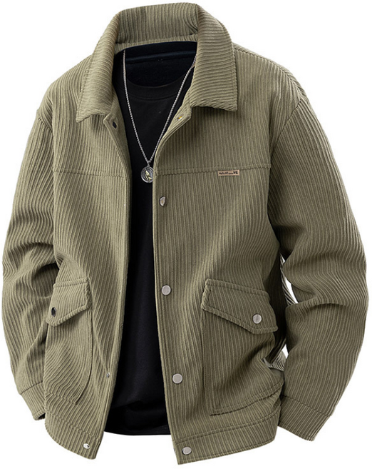 ANYOU 남성 봄 코듀로이 자켓 오버핏 빈티지 카라 캐주얼 점퍼