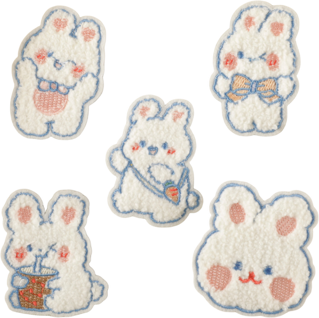 라끌라리아 토끼 캐릭터 와펜 패치 열접착식 5종 세트, 1개