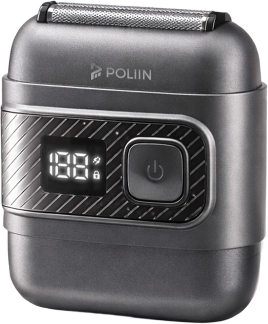POLIIN 휴대용 미니 전기 면도기 여행용 방수 IPX6 소형 전동 면도기 중학생 청소년, 토브 그레이, PN0221