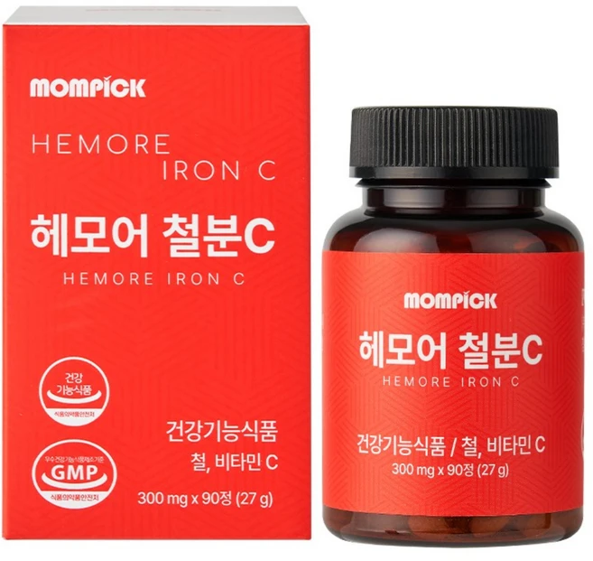 맘픽 여성 철분제 임산부 남성 철분 영양제 mompick, 1박스, 90정 - 쿠팡