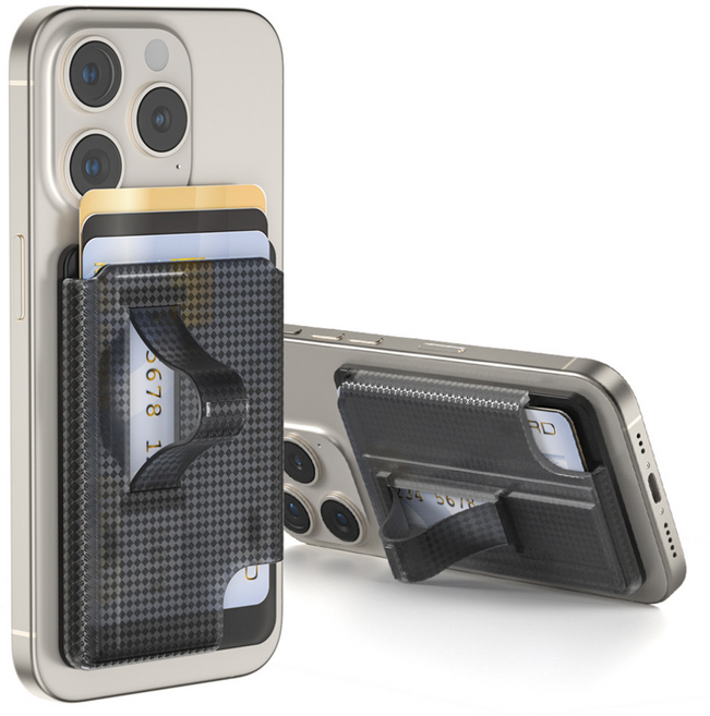 이노랩스 카본 맥세이프 카드지갑 스마트그립, 1개, 카본블랙