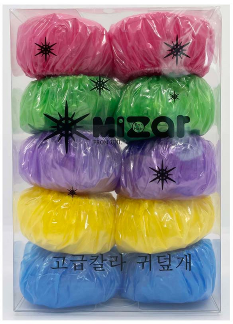 미자르 오색 비닐 귀마개 100개입 일회용 염색 귀덮개 미용실 이어캡, 1개, 오색칼라