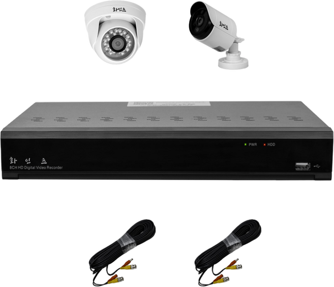 화인츠 500만화소 CCTV 자가설치 4채널 실내 실외 무인 감시카메라 방범용 매장용 농막 케이블20m 2TB HDD포함 XRT4104, 실외1실내1, 1개