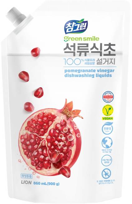 참그린 석류식초 설거지 주방세제, 860ml, 1개
