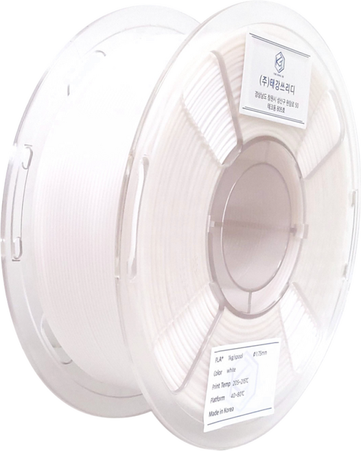 고품질 국산 PLA+필라멘트 1kg/1.75mm 3D프린팅 펜재료 뱀부랩호환, 화이트