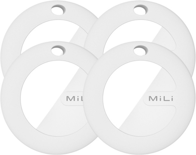 MiLi 미태그 듀얼 위치추적기 삼성 갤럭시 스마트태그 애플 에어태그 미아방지 키링 4개, 4세트, 화이트