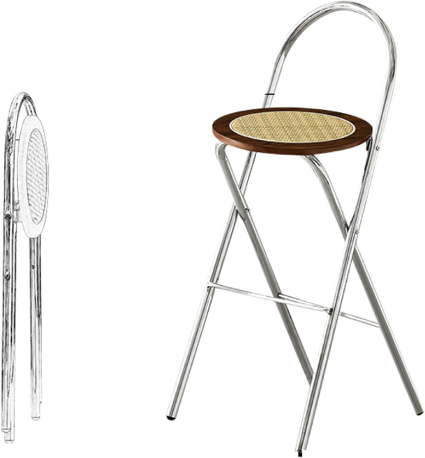 등받이 접이식 의자 화장대 스툴 의자 커피숍 홈바 높은바의자, 1개, 짙은 색 (높이 750mm)