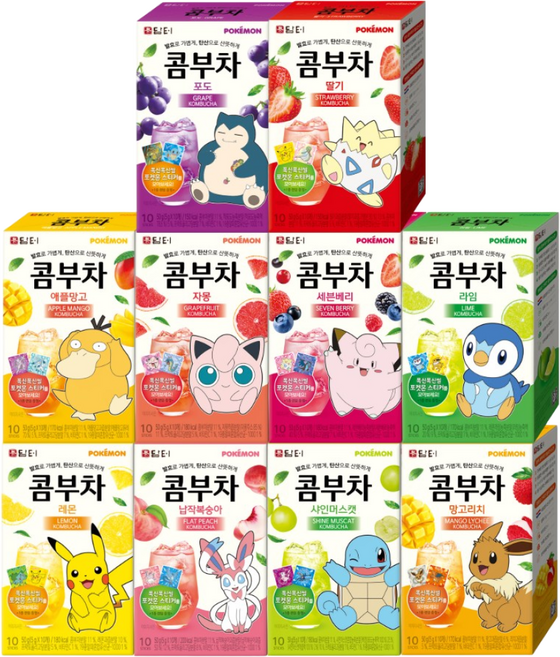 담터 포켓몬 콤부차 10가지맛 모음, 1세트, 10개입, 5g