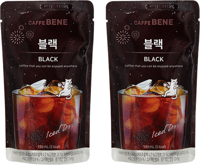 카페베네 커피파우치 블랙, 190ml, 20개