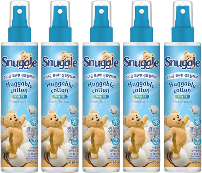 스너글 포근한 섬유탈취제 허거블 코튼 본품, 150ml, 5개