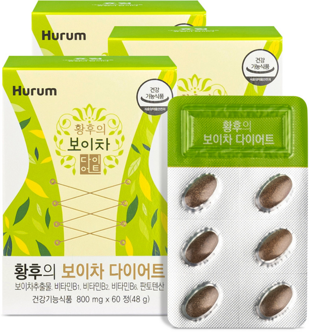 휴럼 황후의 보이차 다이어트식품 48g, 60정, 3개