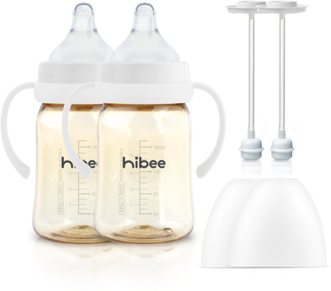 하이비 PPSU 에잇벤트 배앓이방지 젖병 170ml 트윈팩(베이직 젖병 2P+젖꼭지2P+핸들2P+추 타입2P), S(0개월이상), 화이트, 1개