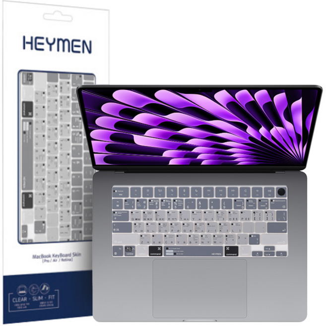 헤이맨 맥북 에어 13인치 M1 A2337 단축키 키보드 커버 컬러 키스킨, 1개, 그레이