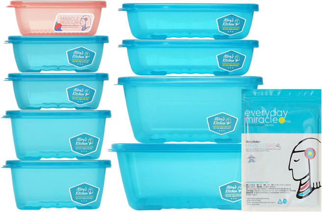 [미라네주방] 밀폐용기 신선용기 야채보관 반찬통 미라미라클 세트, 5호, 1세트