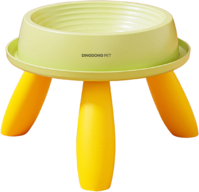 딩동펫 반려동물 개미방지 파스텔 삼각대 식기, 그린옐로우, 1개