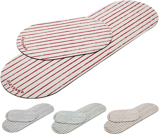 오셀픽 2종세트 스트라이프 빨아쓰는 규조토 발매트, 1세트, 번 레드