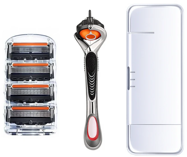 모아상점 질레트호환 데일리케어 5중 면도날, 1세트, 면도날4개+면도기1개 - 쿠팡