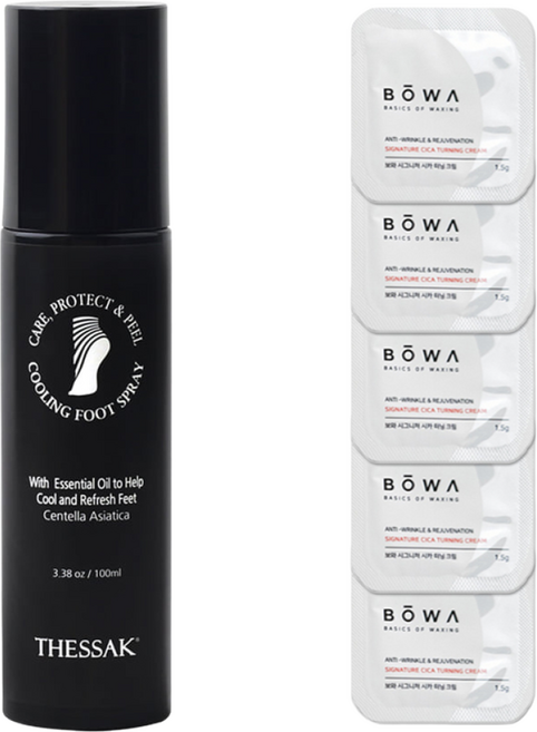 더싹 셀프 발관리 냄새제거 풋케어 쿨링 스프레이 + 보와 시카크림 5매, 1개, 180ml, 1개입