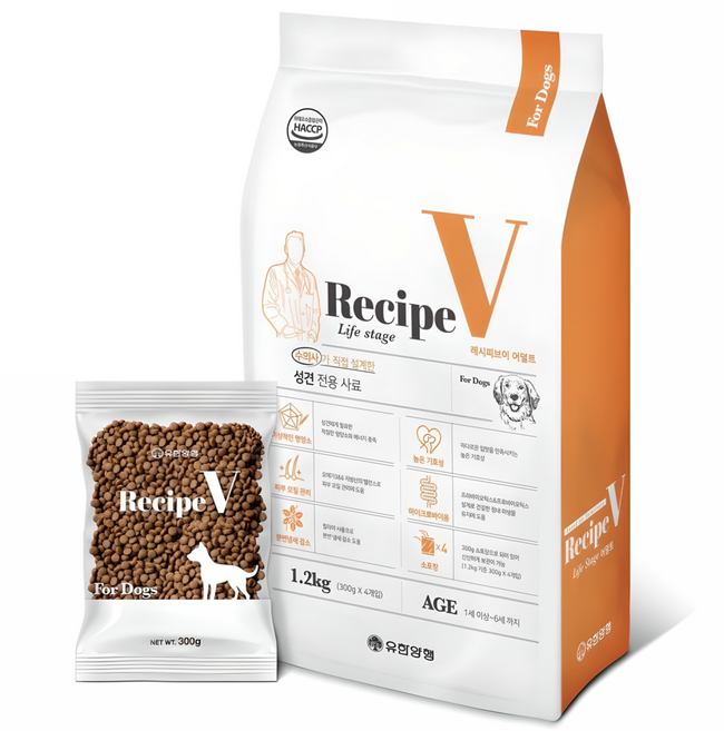 유한양행레시피브이 강아지 처방식사료, 어덜트, 1.2kg, 1개