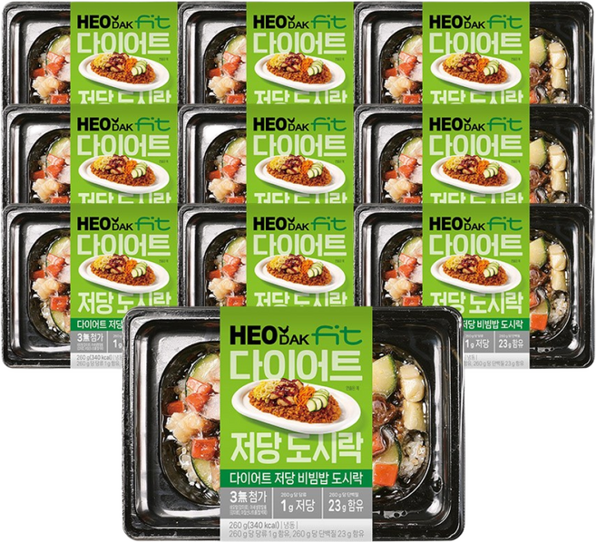 허닭FIT 다이어트 저당 식단관리 도시락 비빔밥 (무첨가/1g저당/23g단백질), 10개, 260g