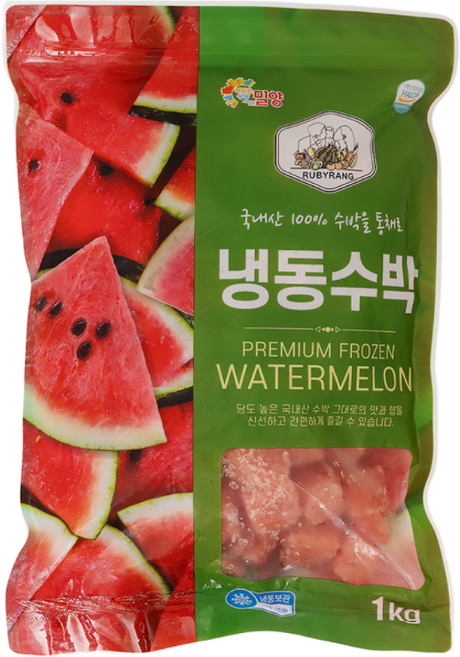 루비랑 국산 냉동 수박 다이스 수박주스 땡모반, 2개, 냉동수박  1kg