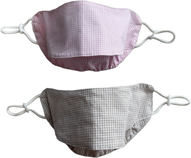 여성 순면100% 체크 면 마스크, 핑크, B 숏(짧은스타일)