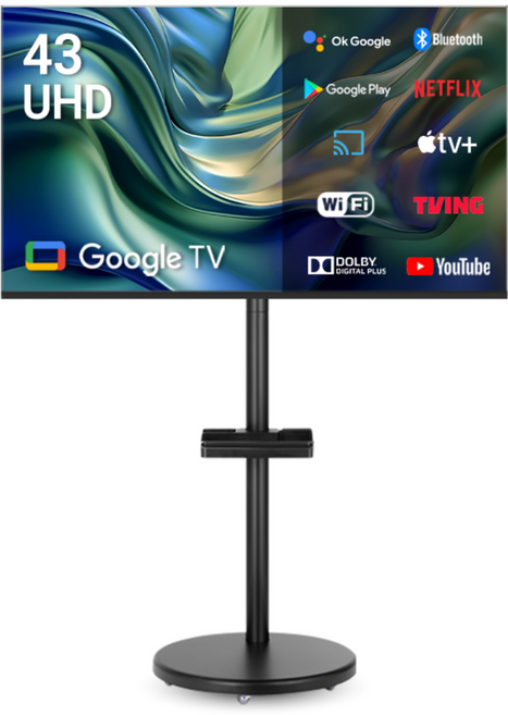 무빙큐빅스 블랙에디션 43인치 4K UHD 삼탠바이미 퍼스트 셋트 이동식 스마트TV 삼텐바이미 중소바이미, 고객직접설치, 스탠드형, 삼탠바이미 퍼스트 블랙, 109cm(43인치)