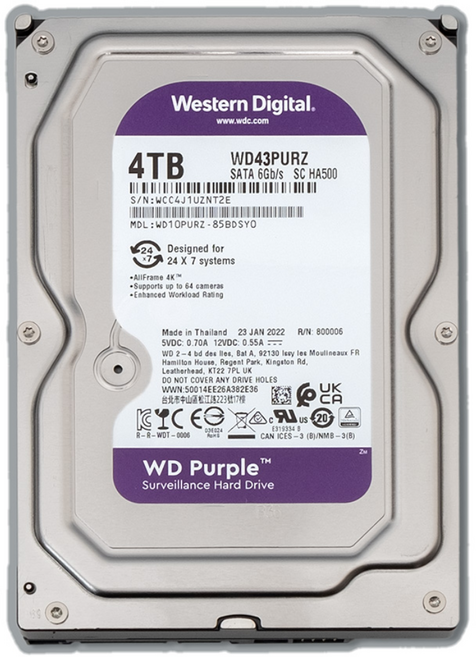 화인츠 WD Purple CCTV 보안용 HDD 하드디스크, 4TB