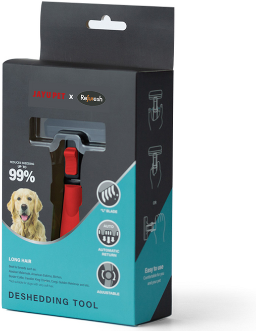 자유펫 리퍼레쉬 디쉐딩 브러쉬 강아지 고양이 죽은털 엉킨털 빗, 장모용, 1개