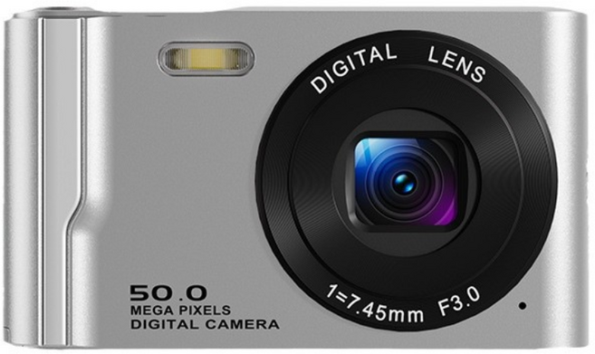 PYHO 디지털카메라 5000W 고화질 픽셀 카메라 2.8 인치 휴대용 즉석카메라, 은색