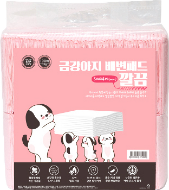 금강아지 깔끔 배변패드 레몬향 100매, 1개, 100개입
