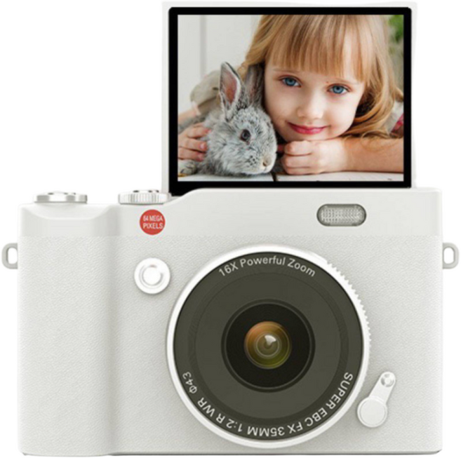 솔로핏 빈티지 레트로 디지털 카메라 6400만 4K Y2K, 레트로 화이트