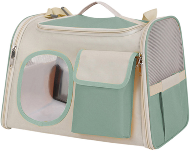 빅포켓 윈도우 고양이 강아지 이동가방 소프트켄넬, 1개, 그린
