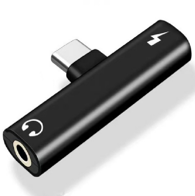 체리스팟 CS-T2 듀얼 젠더 C타입 스마트폰 충전 오디오3.5mm 어댑터, 1개, 블랙, 2in1 젠더