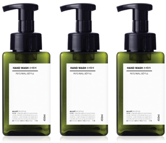 알루이 거품용기 욕실디스펜서 공병 450ml 녹색 3개, 그린