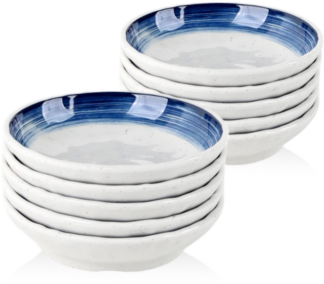 키친왕 업소용 멜라민 해담 원형찬기 3호, 블루+아이보리, 10개