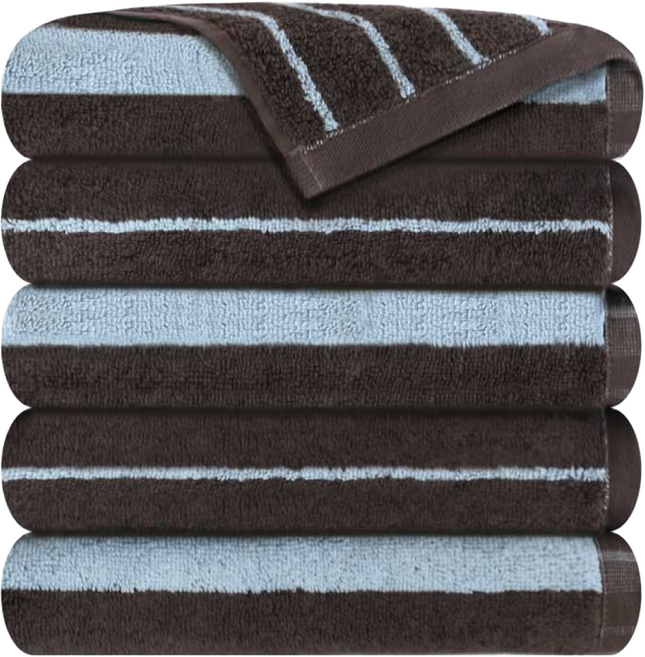 송월타월 데일리 스트라이프 세면타월 180g 코마사, 브라운, 5개