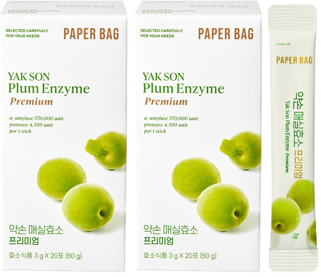 페이퍼백 약손 매실 효소 프리미엄 2박스(40포), 3g, 40개