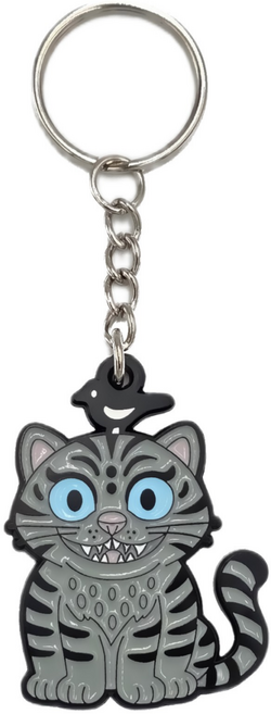 까치호랑이 키체인 호작도 키링 캐릭터 호랑이 열쇠고리 (회색)