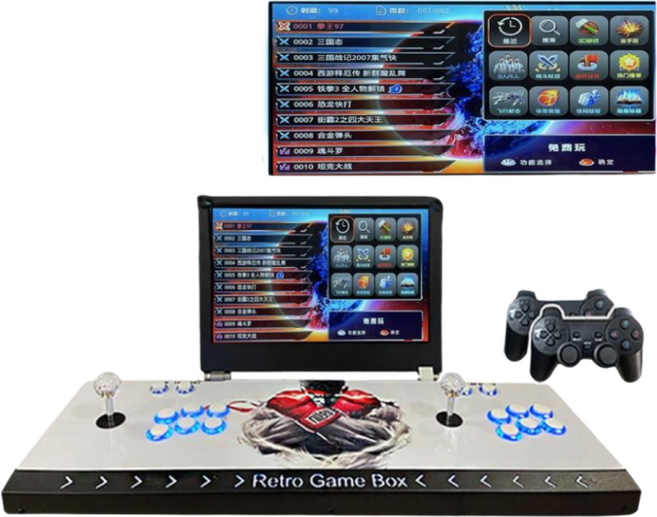 모노픽스 휴대용 레트로 게임기 이동식 한글지원 접이식 조이스틱 오락기 17인치 가정용 4인, 충전형17.3인치/컨트롤러X