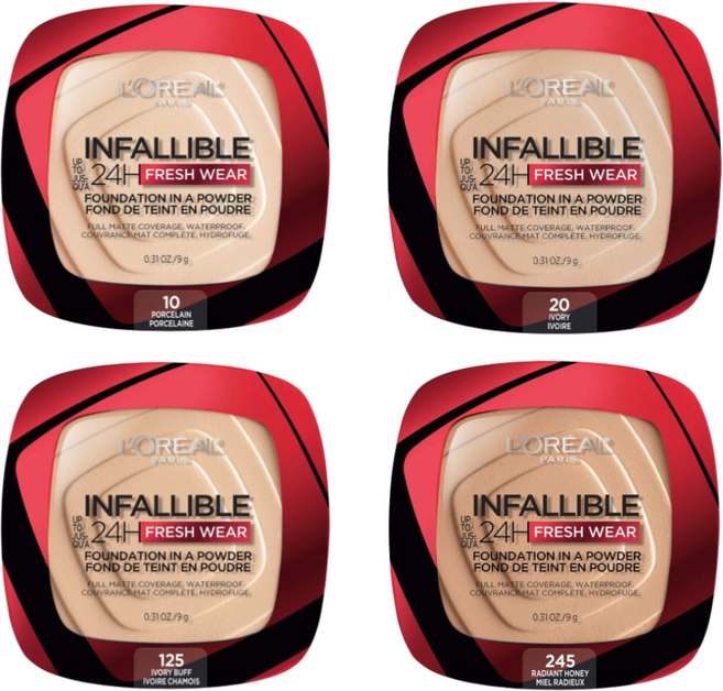 로레알 인팔리블 24H 프레쉬 웨어 파운데이션 파우더 180 로즈 샌드 9g 2팩 Infaillible Fresh Wear, 020 Ivory, 1개