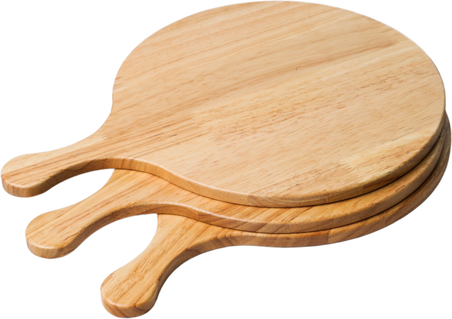 우드 도마 손잡이 서빙 피자 보드 판 고무 나무 원형 소 8T, 1개