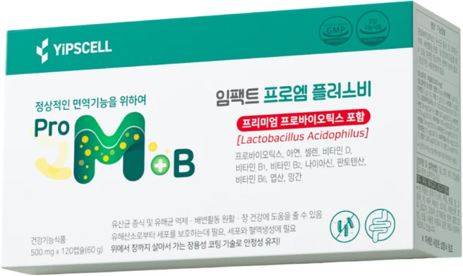 [입셀] 임팩트 프로엠 플러스비 가톨릭대학교 특허 장건강 면역 유산균 / 아연 비타민B, 1세트, 30회분 - 쿠팡