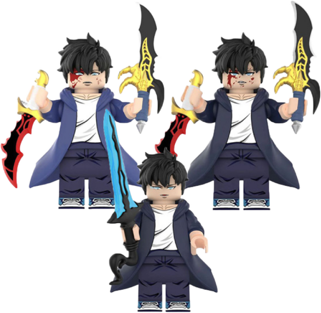 나혼자만레벨업 성진우 호환블럭 브릭미니피규어 캐릭터 3종 VER.B 취미/수집/장식/컬렉션용 커스텀 블록피겨, SOLO-204. 성진우 3종 세트 ver.B(로켓), 1개