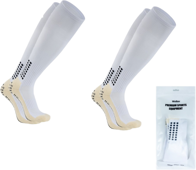 웰럽 프리미엄 스포츠 축구양말, 화이트, 2개